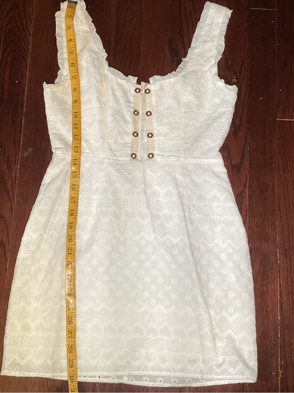 For love and Lemon eyelet mini White Lace-Up Sleeveless Mini Dress small - Picture 6 of 10